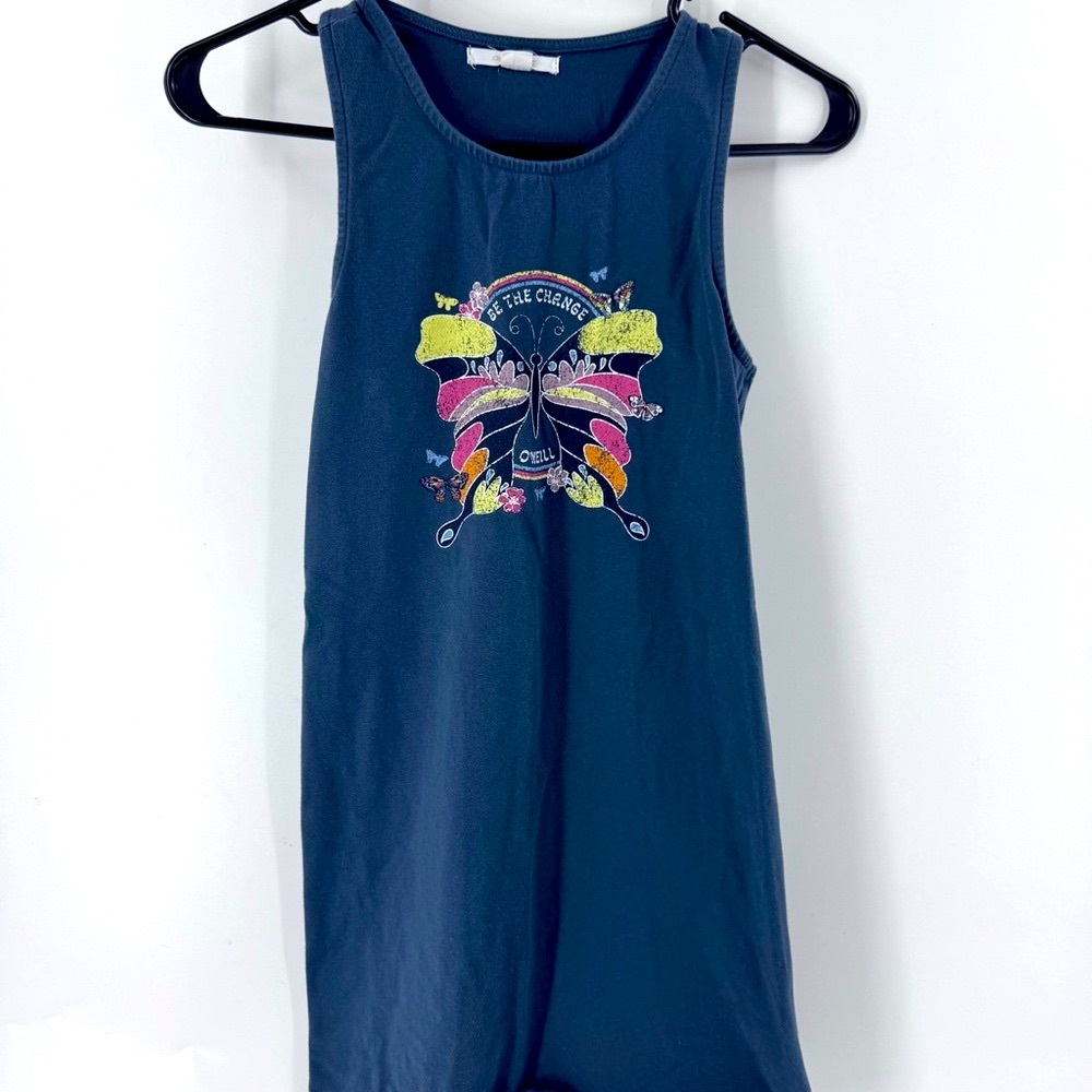 O'Neill Vintage “Be the Change”Navy Tank Top with Colorful Graphic